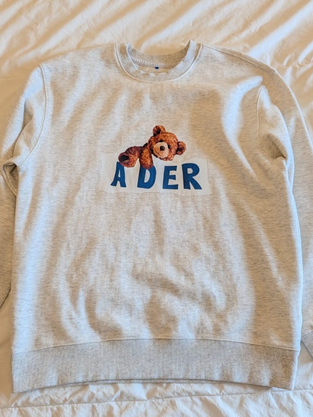 Ader Error Teddy Bear Sweatshirt Medium Gray Graphic Print Crewneck 2020 Korea S